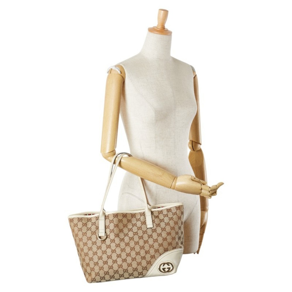 Gucci GG Canvas New Brit Tote Bag Shoulder 169946 Beige White Leather Women's... - Picture 14 of 14